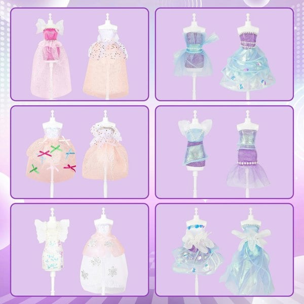 deAO Toys Dolls Dress-Up Set – Fashion Designer Kit with Princess Dresses, Mermaid Skirts & More, Ideal Birthday & Christmas Gift for Kids