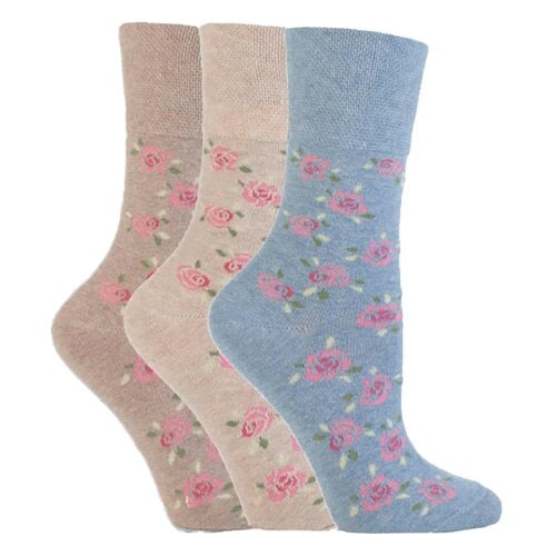 Gentle Grip 3 Pairs Ladies Cotton Rich Everyday Socks Gentle Grip Soft Top Comfort Socks - 4-8 UK - GG46