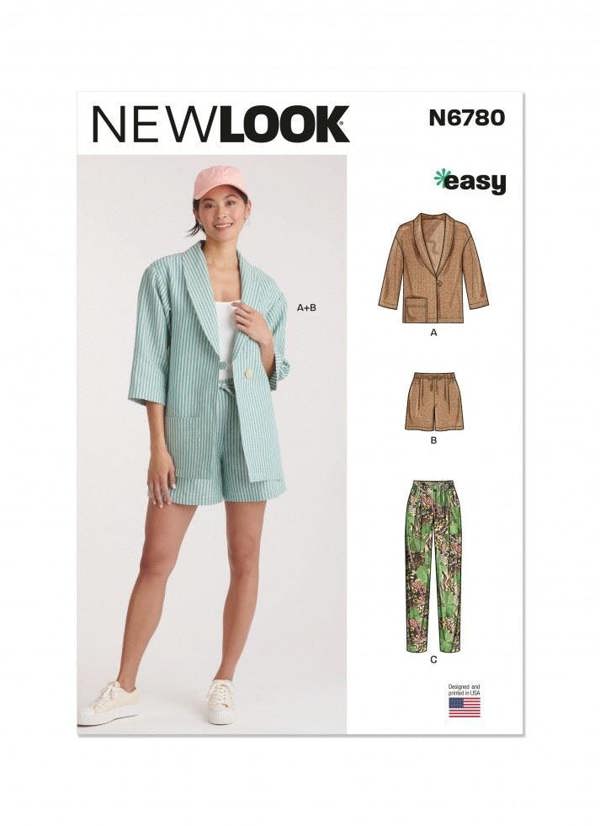 New Look Sewing Pattern 6780, Jackets, Trousers, Shorts for Women, A (10-12-14-16-18-20-22) - Easy
