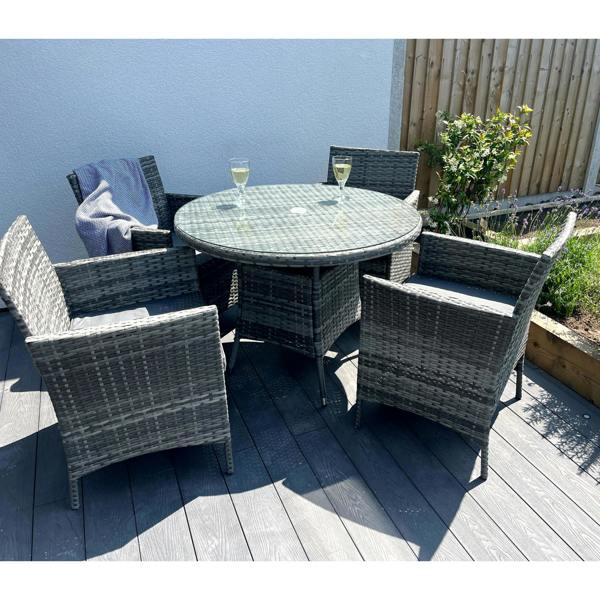 Amazon 5-Piece Rattan Wicker Relaxed Garden Dining Set - Madefor.Living