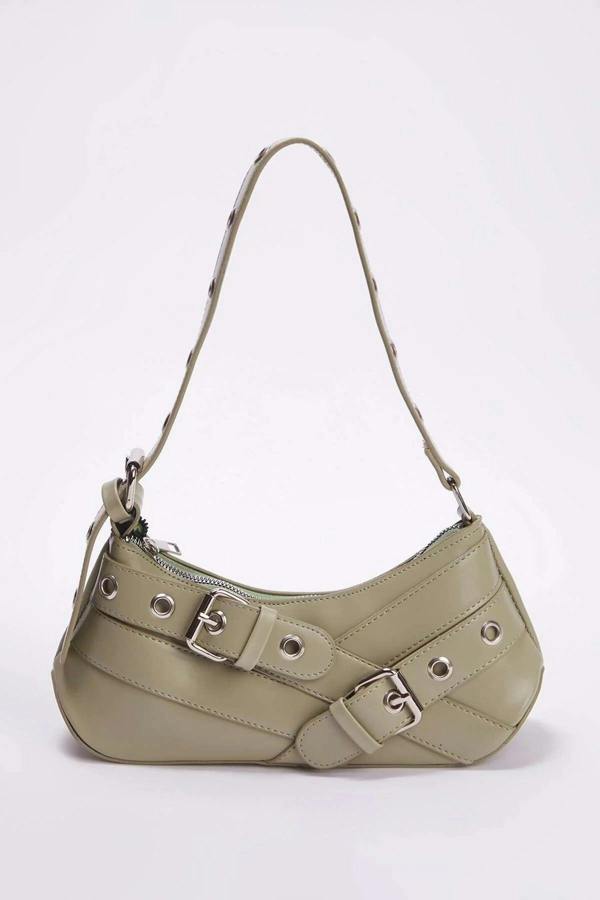 WOVCOR Baguette Shoulder Bag with Belt Buckle Detail