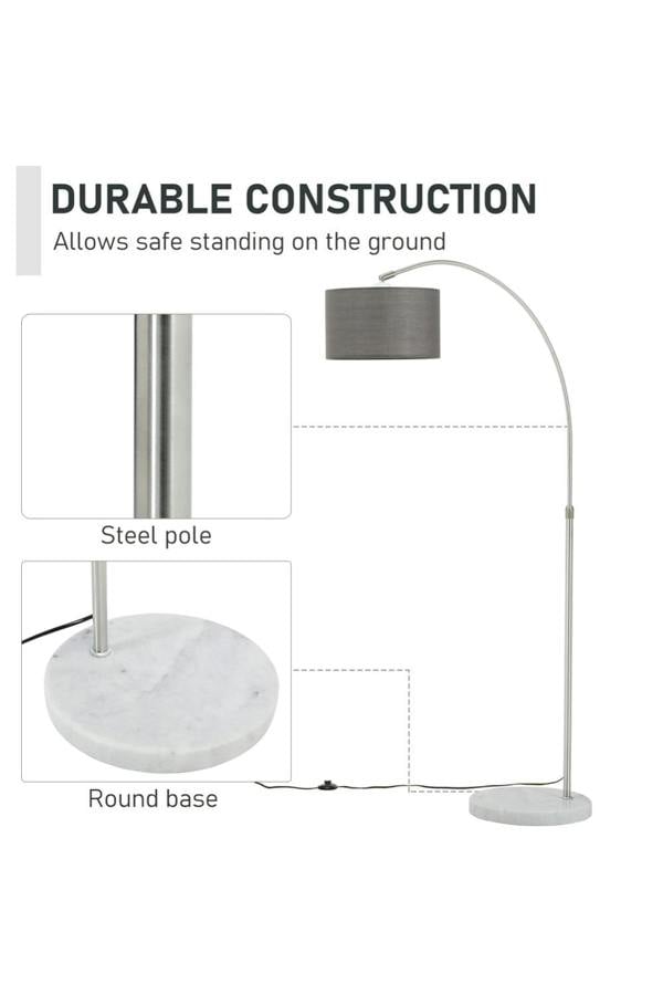 Living and Home Arched Floor Lamp Marble Base with Shade