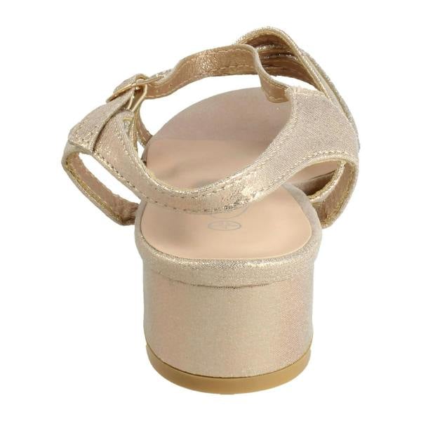 Spot On Ladies Spot On Ankle Strap Low Block Heel Glitter Wide Fitting Sandals F12118