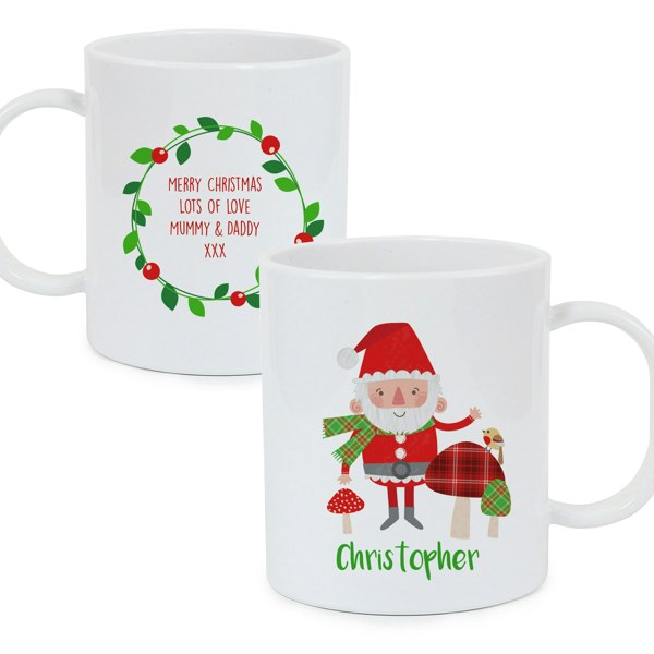 Personalised Memento Company Personalised Christmas Toadstool Santa Plastic Mug