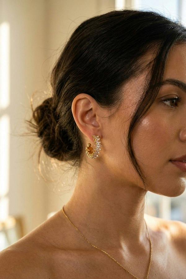 ARIIRA Twyla Marquise Crystal C Hoop Earrings