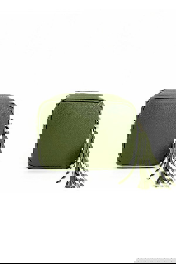 Kitise Tassel Charm Genuine Italian Leather Camera Handbag Crossbody Bag