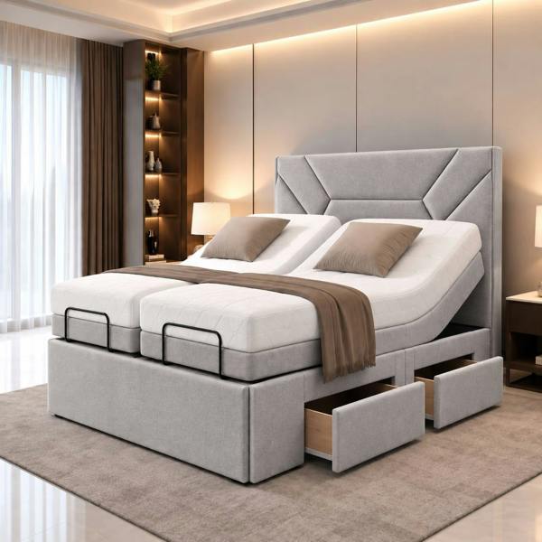 Paradise Beds Luxury Divan Electric Adjustable bed With Memory Mattress + Optional Drawers