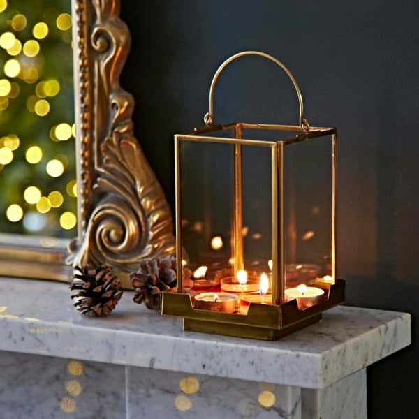 Paper High Antique Brass Candle Lantern