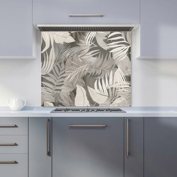 Warren Reed - Designer Grey Brown Tropical Leaves Kitchen Splashback