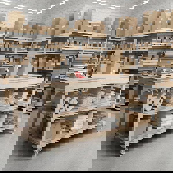 Arbor Garden Solutions Wooden Workbench MDF Top Depth-4ft With Wheels and Double Shelf