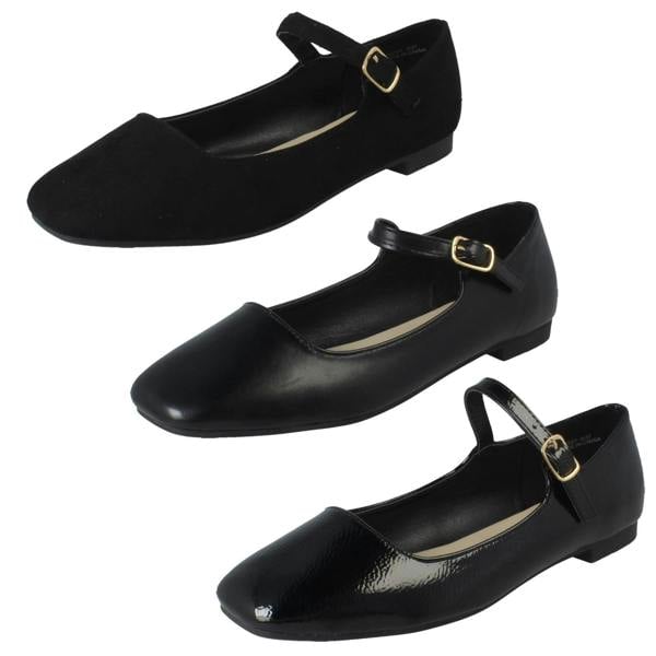 Savannah Ladies Savannah Buckle Fastening Flat Mary Jane Smart Shoes F80587