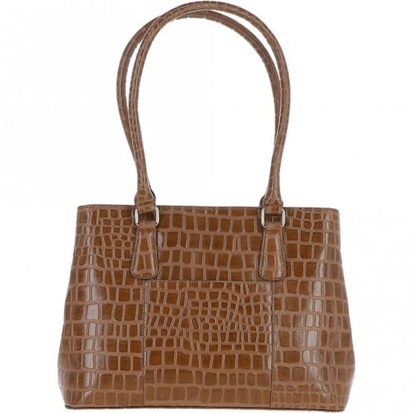 Ashwood Leather Crocodile Print Two Section With Mid Purse Bag: C-54