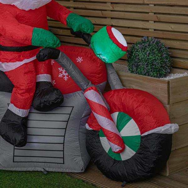 Samuel Alexander 1.8m (6ft) Light up Santa with Penguin on Motorbike Christmas Inflatable with LEDs