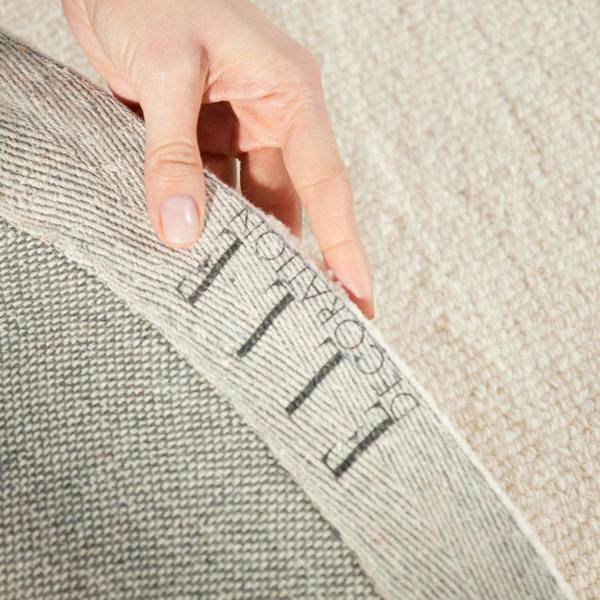 Fine Boucle Wool Rug Knots Natural White sound-absorbing, durable pile.