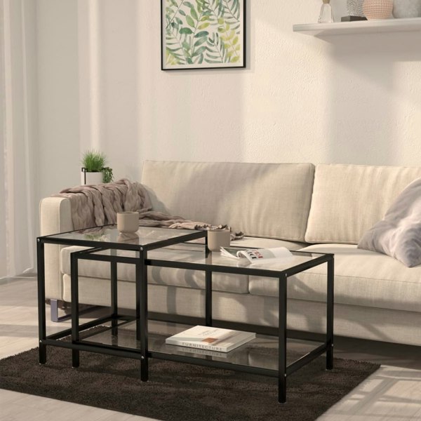 Berkfield Tea Tables 2 pcs Tempered Glass Transparent