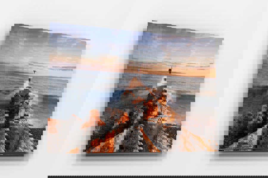 evening colour seascape print on acrylic