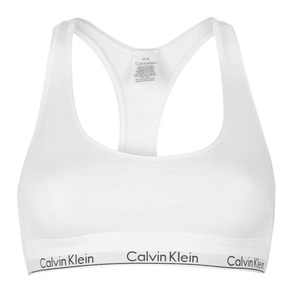 Calvin Klein Womens/Ladies Logo Cotton Blend Bralette - White - 