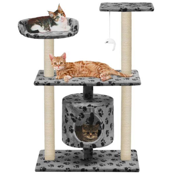 Berkfield Cat Tree with Sisal Scratching Posts 95 cm Grey Paw Prints