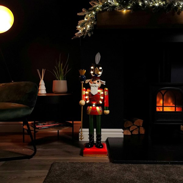 Samuel Alexander 80cm Light Up Nutcracker Soldier LED Christmas Wooden Ornament Home Decoration