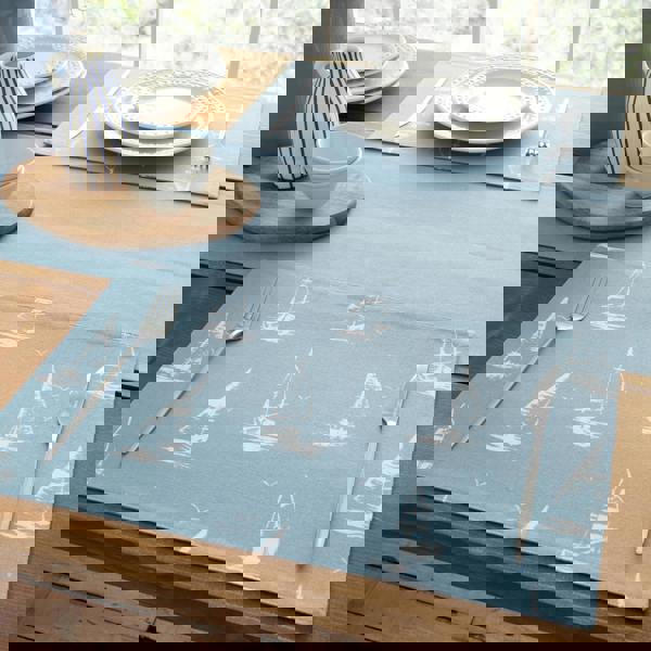 Catherine Lansfield Salcombe Boats Cotton Dining Placemat 4 Pack Blue