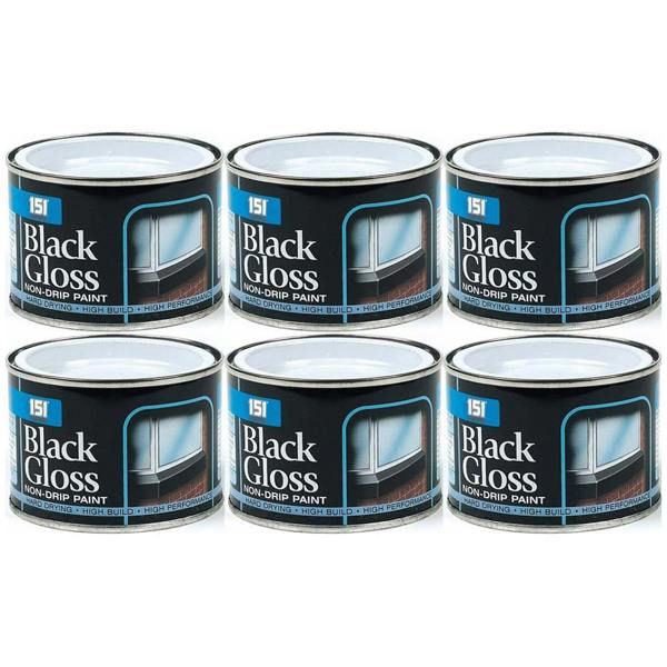 151 6X Non-Drip Black Gloss Paint Tin 180ml