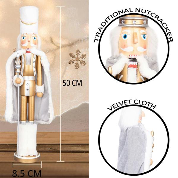 50cm Wooden Nutcracker Christmas Ornament, Hand Painted Wood Festive Figure for Indoor Display image 5