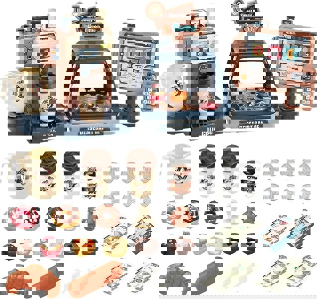 deAO Toys Pretend Kitchen Play Store Coffee Playset