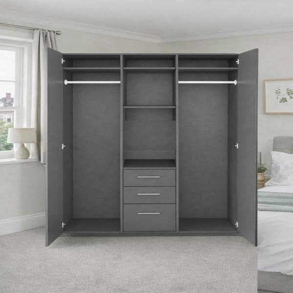 TJ's Furniture Clack  White And white Gloss 3  Door wardrobe