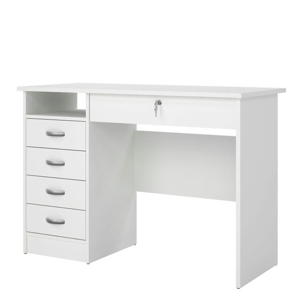 Wyld Haus Billabong White Wooden Office Desk 5 Drawers