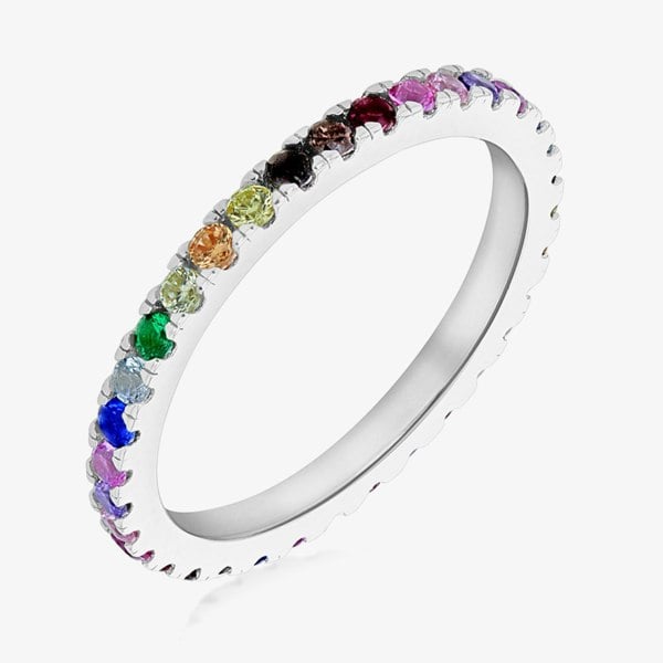 T. H. Baker Sterling Silver Crystal Rainbow Eternity Ring 8.84.9841