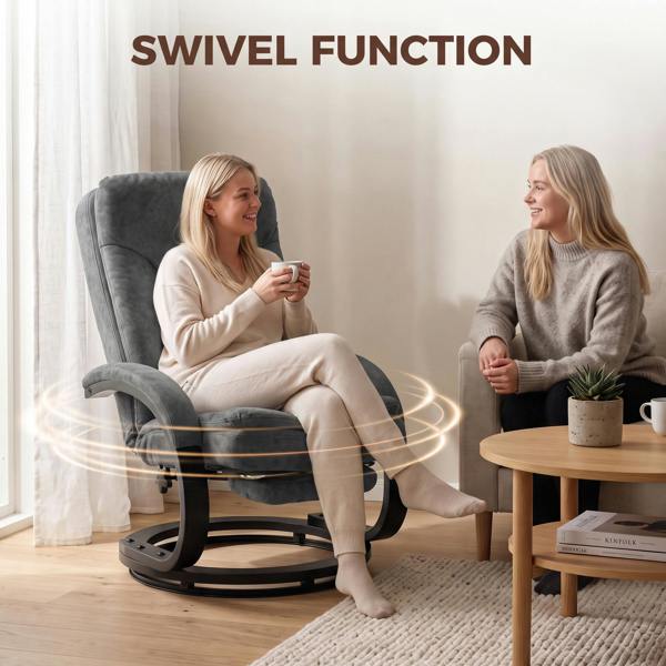 HOMCOM Swivel Recliner Chair, Velvet Manual Recliner Armchair