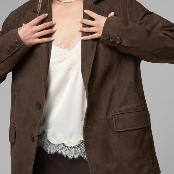 Barneys Originals Women's Real Suede Blazer in Brown