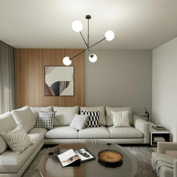 Emibig LINEAR Pendant lamp 4 x E14 Black with White Shade