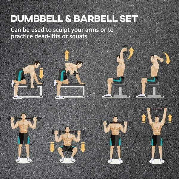 15kg 2 in 1 Adjustable Dumbbells Weight Set, Dumbbell Hand Weight Barbell for Weight Training, Black