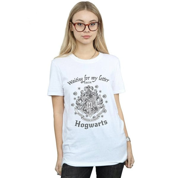 Harry Potter Womens Waiting For My Letter Hogwarts Cotton Boyfriend T-Shirt - White