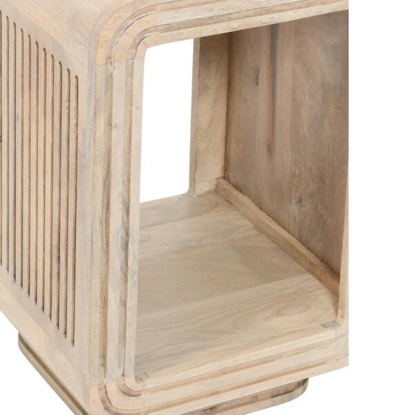Wyld Haus Arizona Carved Natural Mango Wood Open Bedside Table