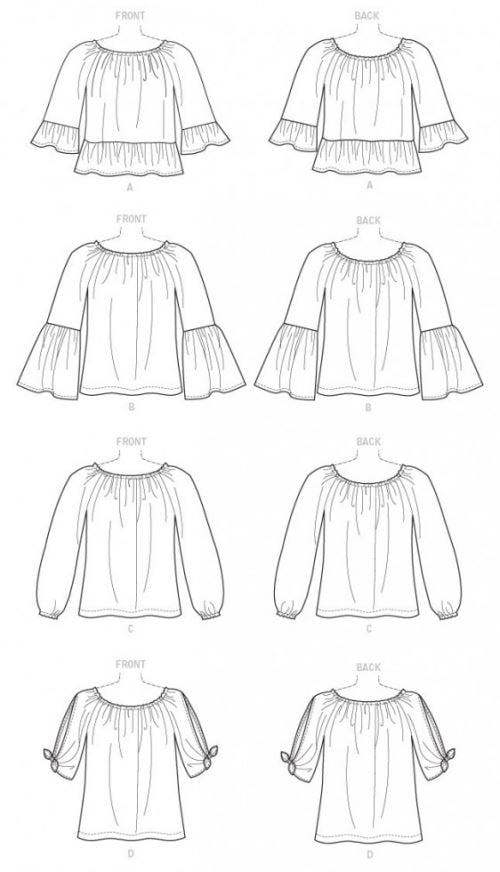 Butterick Sewing Pattern 6455, Tops for Women, Y (XSM-SML-MED) - Easy