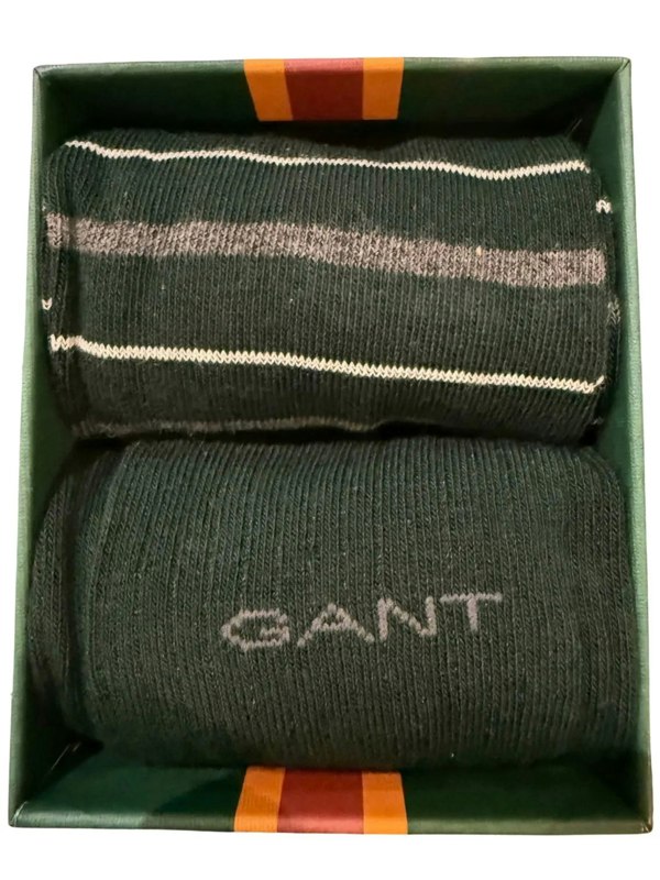 GANT 2-Pack Multi-Stripe Socks Gift Set, Tartan Green