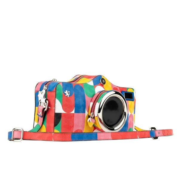Embassy London Flash - Groovy - Camera shaped leather bag with zip closure and LED inside
