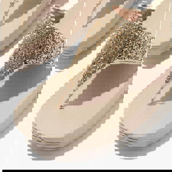 FitFlop FitFlop LULU GLITTER TOE-THONGS Womens Toe-Post Sandals Platino