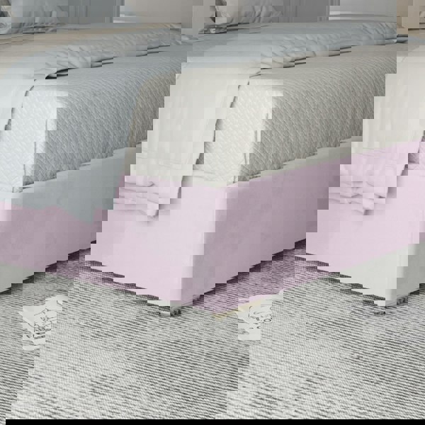 Casa Magna Alison Upholstered Soft Velvet Metal Bed Frame - Pink