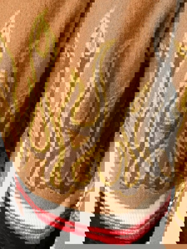 Palm Angels Burning Flame Drop Shoulder Sweater Brown