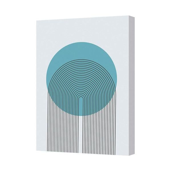 Benjamin Tate Design Abstract Geometric Canvas Art Teal Circle With Arch Lines Modern Decor