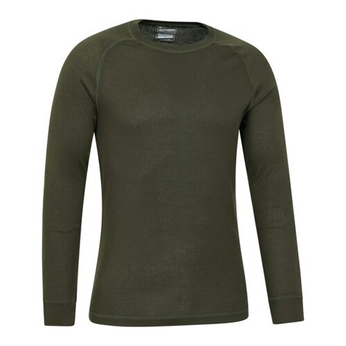 Mountain Warehouse Mens Talus Round Neck Long-Sleeved Thermal Top - Khaki Green - XXL - Khaki Green - 100% Polyester