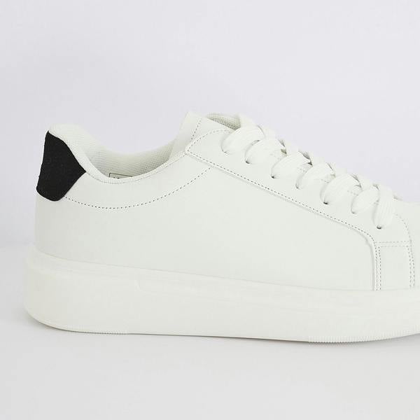 Brave Soul White Faux Leather Chunky Sole Lace Up Trainer - White Image 3