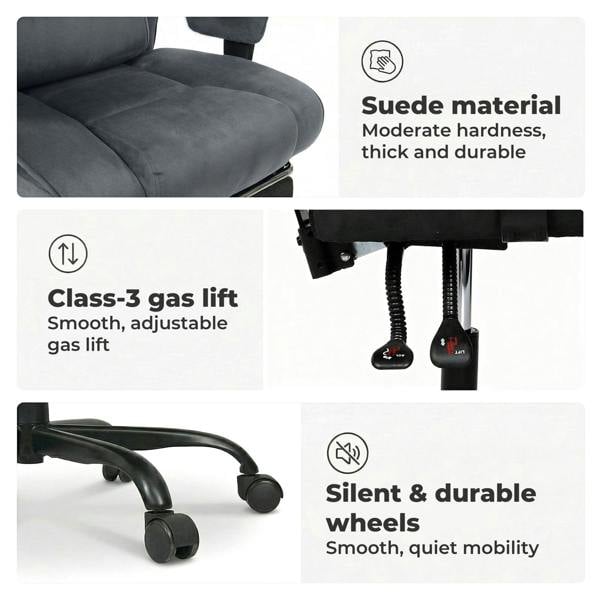 Levede Ergonomic Office Chair Suede Recline Pressure Relief Spring Seat Footrest