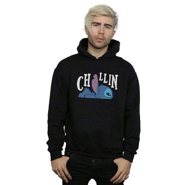 Disney Mens Lilo And Stitch Chillin Hoodie - Black