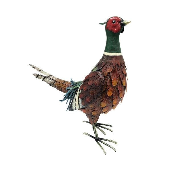 EDH Door Hardware Metal Ring-Necked Pheasant – 50 x 15 x 40 CM | Handcrafted Metal Bird Garden Ornament
