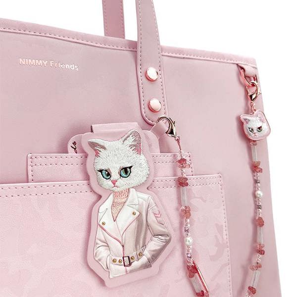 Nimmy Friends Nimmy Magnetic Fashion Series Combo White Cat Tote Bag Pink - N-CXMX-TTBZH-04