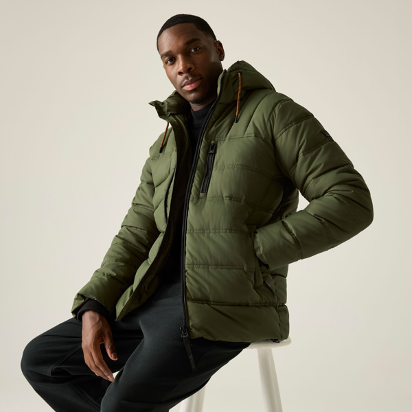 Regatta Mens Leeshaw Padded Jacket - Olive Night/Pumpkin Spice